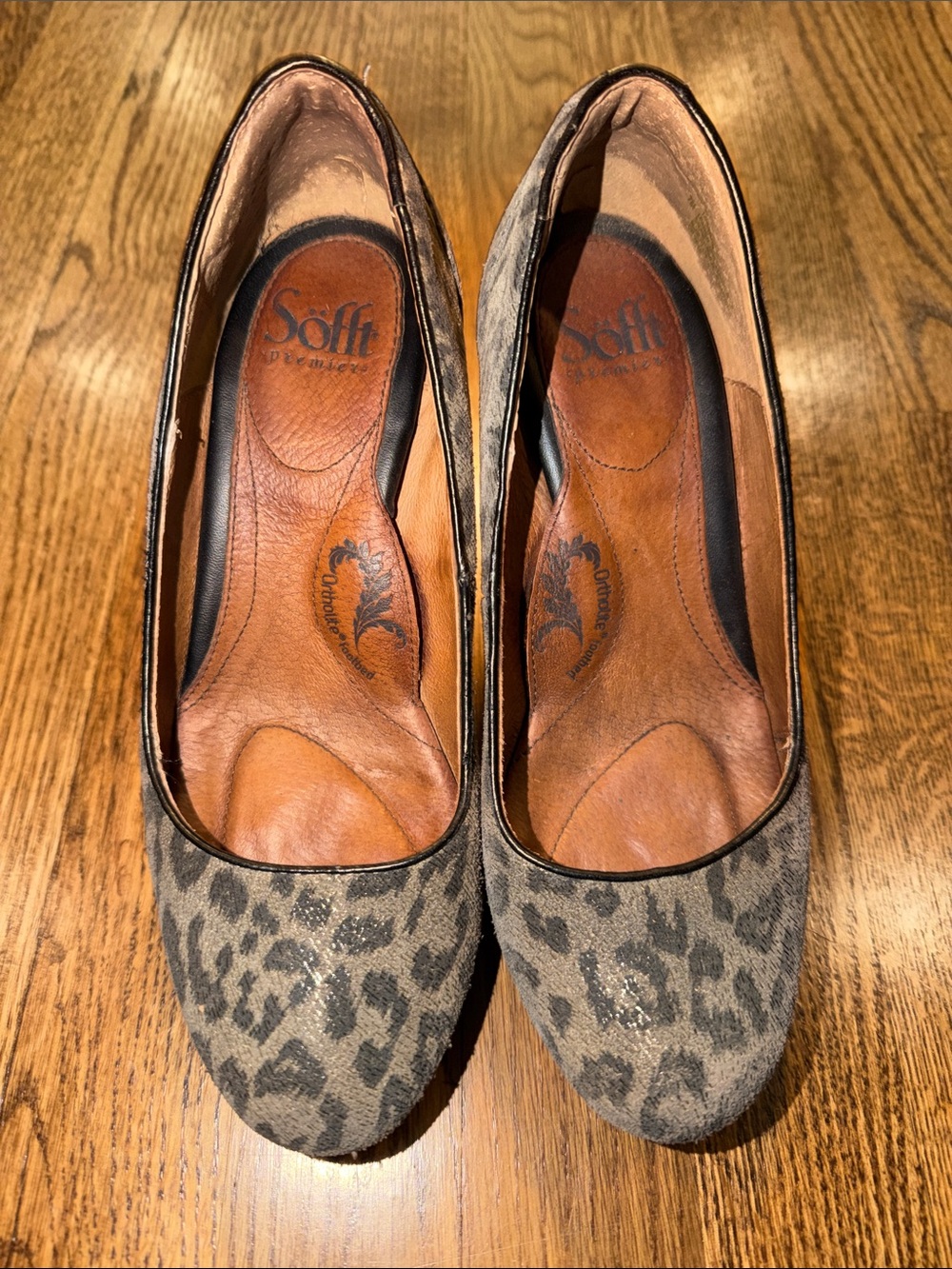 Women’s Sofft Premier Mandy heels, Gray and black cheetah print, size 7M
